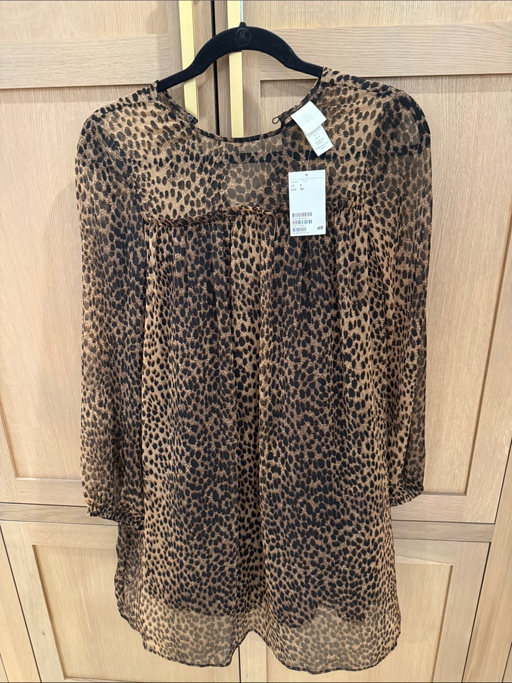 NWT H&M Brown and Black Leopard Print Sheer Tunic Dress